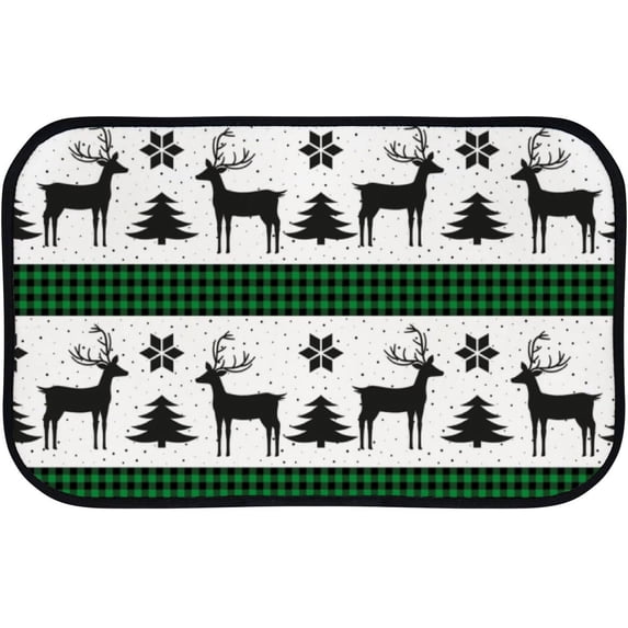 GZHJMY Bathroom Rugs Mats Non-Slip, Soft Microfiber Absorbent Bath Mats for Shower Bathtubs, Christmas Deer Buffalo Green Indoor Entrance Door Mats Bedroom Laundry 36”x24” Carpet Runner
