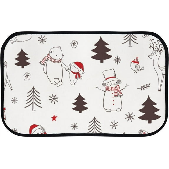 GZHJMY Bathroom Rugs Mats Non-Slip, Soft Microfiber Absorbent Bath Mats for Shower Bathtubs, Cute Animals Doodle Xmas Indoor Entrance Door Mats Bedroom Laundry 31”x20” Carpet Runner