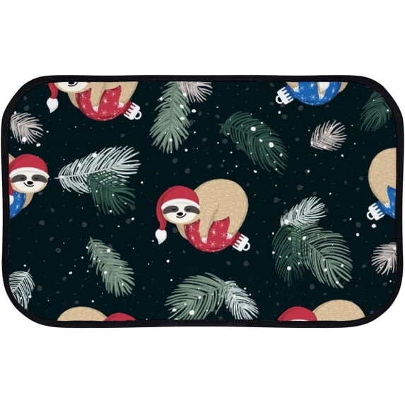 GZHJMY Bathroom Rugs Mats Non-Slip, Soft Microfiber Absorbent Bath Mats for Shower Bathtubs, Cute Sloths Christmas Ball Indoor Entrance Door Mats Bedroom Laundry 24”x16” Carpet Runner