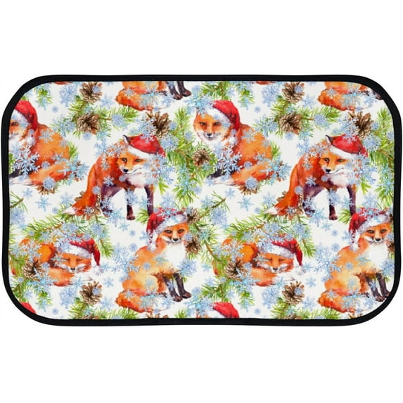 GZHJMY Bathroom Rugs Mats Non-Slip, Soft Microfiber Absorbent Bath Mats for Shower Bathtubs, Fox in Red Hats Indoor Entrance Door Mats Bedroom Laundry 24”x16” Carpet Runner
