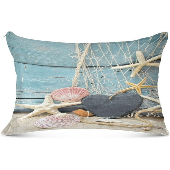 GZHJMY Beach Seashell Pillowcases, Soft and Cozy Decorative Pillow Cases with Hidden Zipper for Bedroom, Sofa, Couch, King Size 20x40 Inches(414)