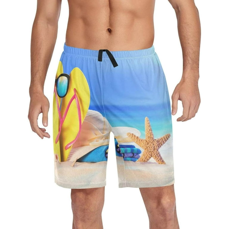 GZHJMY Beach Slippers Pajama Pants Short for Men Lounge Pants Lightweight Men Pajama Bottoms with Drawstring Pockets Christmas New Year Birthday Gifts Small Walmart