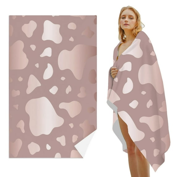 GZHJMY Beach Towel for Women Girls, Abstract Pink Cow Print Bath Towel, Oversized Lightweight Sport Towel, 31x51 Inch