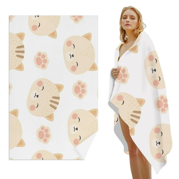GZHJMY Beach Towel for Women Girls, Cartoon Cute Orange Bear Bath Towel, Oversized Lightweight Sport Towel, 31x63 Inch