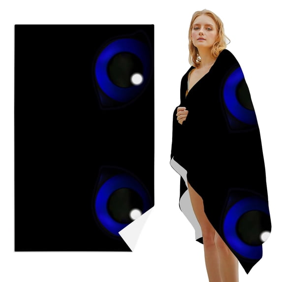 GZHJMY Beach Towel for Women Girls, Cute Black Cat's Blue Eyes Bath Towel, Oversized Lightweight Sport Towel, 31x63 Inch