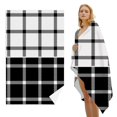 thumbnail image 1 of GZHJMY Beach Towel for Women Girls, Plaid Pattern Herringbone in Black and White Bath Towel, Oversized Lightweight Sport Towel, 31x51 Inch, 1 of 7