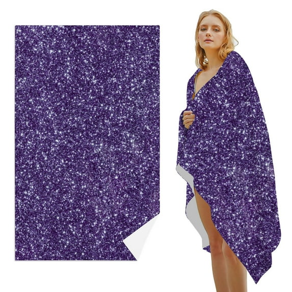 GZHJMY Beach Towel for Women Girls, Purple Stars Dust Particles Background Bath Towel, Oversized Lightweight Sport Towel, 31x51 Inch
