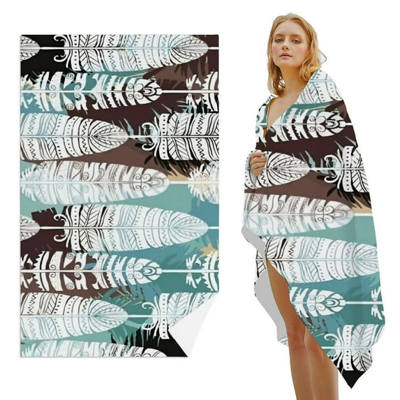 GZHJMY Beach Towel for Women Girls, Silhouette of White Leaves Bath Towel, Oversized Lightweight Sport Towel, 31x71 Inch