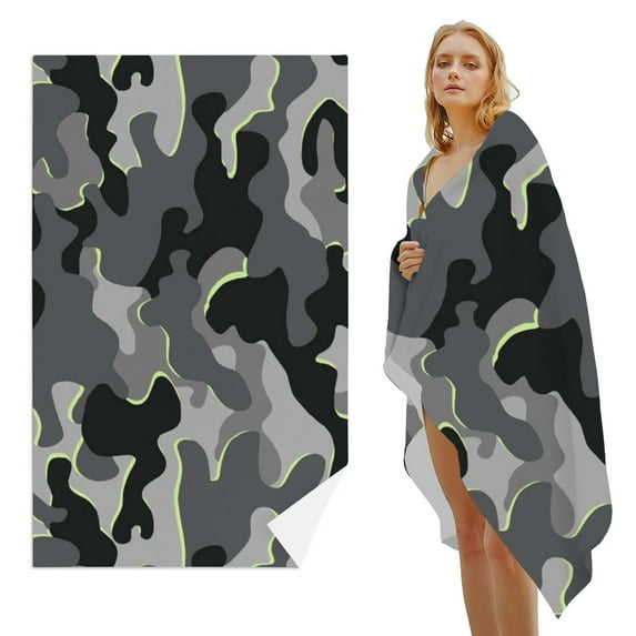 GZHJMY Beach Towel for Women Girls, Texture Military Camouflage Bath Towel, Oversized Lightweight Sport Towel, 31x51 Inch