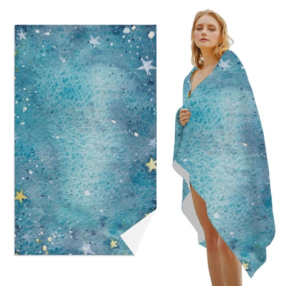 GZHJMY Beach Towel for Women Girls, Watercolor Starry Sky Bath Towel, Oversized Lightweight Sport Towel, 31x51 Inch