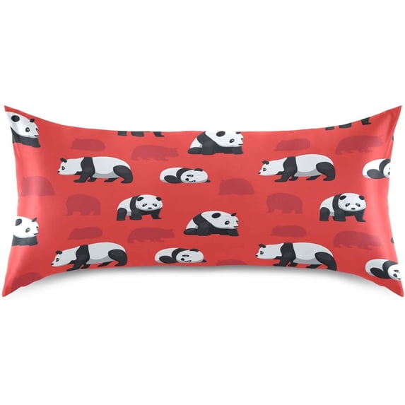 GZHJMY Bear Panda Wallpaper Satin Pillowcase for Hair and Skin Silk Pillowcase, King Size(20x40 inches) - Slip Cooling Satin Pillow Covers with Envelope Closure