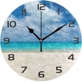 thumbnail image 1 of GZHJMY Beautiful Beach Wall Clock, Non Ticking Quartz Analog Silent Seashore Sea Ocean Blue Sky Round PVC Clocks Battery Operated for Kitchen Bathroom Living Room Home Art Decor, 1 of 7
