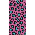 thumbnail image 1 of GZHJMY Beautiful Cheetah Skin Leopard Print Soft Bath Towel Highly Absorbent Large Hand Towels Multipurpose for Bathroom, Hotel, Gym and Spa (16" x 30",Pink Turquoise), 1 of 4