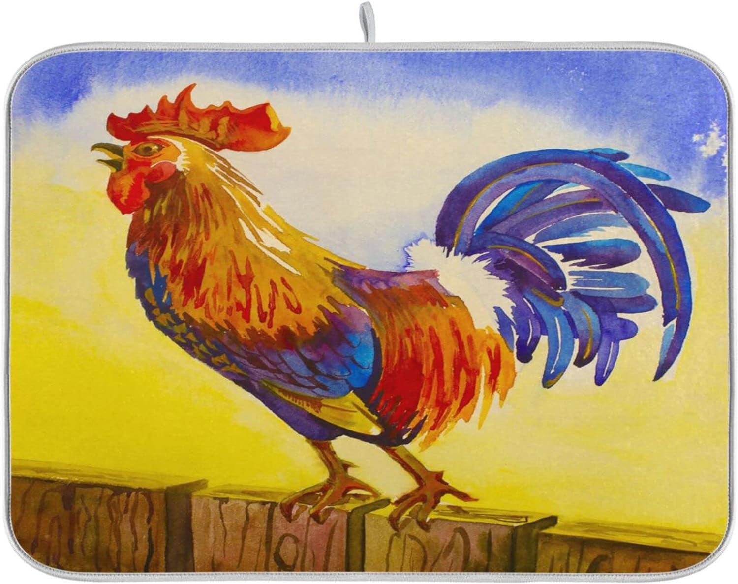 GZHJMY Beautiful Crowing Rooster Absorbent Dish Drying Mat,16