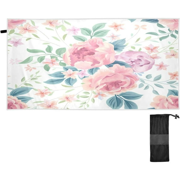 GZHJMY Beautiful Flowers Beach Towel,Absorbent Quick Dry Sport Towel Oversized Lightweight Soft Bath Towel for Travel Sports Pool Swimming Bath Camping 31x71in Bath Towels