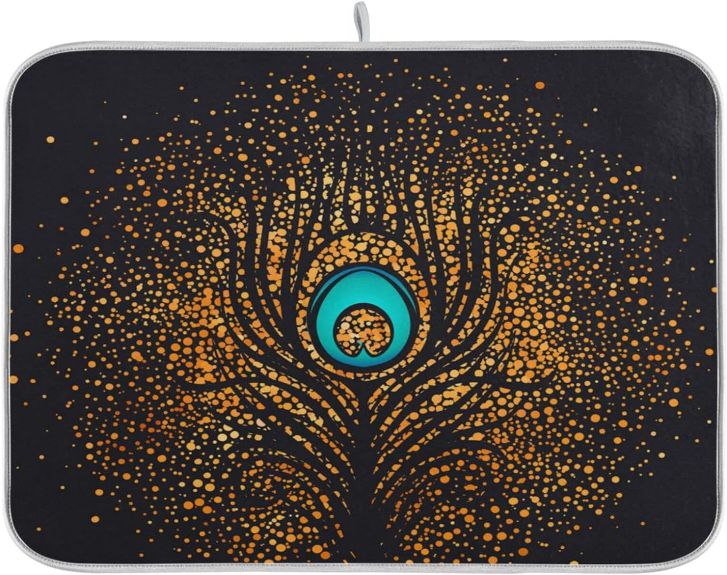 GZHJMY Beautiful Gold Sparkling Peacock Feather Absorbent Dish Drying ...