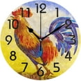 thumbnail image 1 of GZHJMY Beautiful Rural Crowing Cock Rooster Print Round Wall Clock Decorative, 9.5 Inch Battery Operated Quartz Analog Quiet Desk Clock for Home,Office,School, 1 of 6