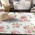 thumbnail image 1 of GZHJMY Beautiful Vintage Rose Flower Floral Area Rug Living Room Rugs - 5'3" x4 Abstract Large Soft Indoor Washable Rug Low Pile Carpet for Bedroom Dining Room Office Carpet Runner, 1 of 6