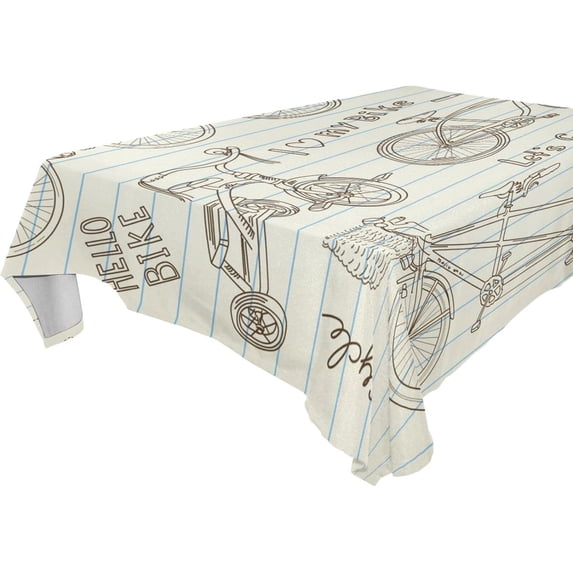 GZHJMY Bicycle Bike Square Tablecloth, Waterproof Stain Wrinkle Resistant Washable Polyester Table Cover for Picnic Dinner Holiday Kitchen Party Decor, 54 x 54 in Home Decor