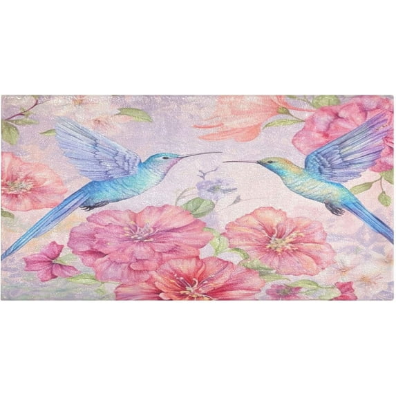 GZHJMY Bird Flower Area Rug, Anti Fatigue Large Floor Mat, Soft Absorbent Washable Plush Carpet with Non-Slip Rubber Back for Entryway, Bedroom, Sink, Kitchen, Bathroom, 39 x 20 Inch Carpet Runner
