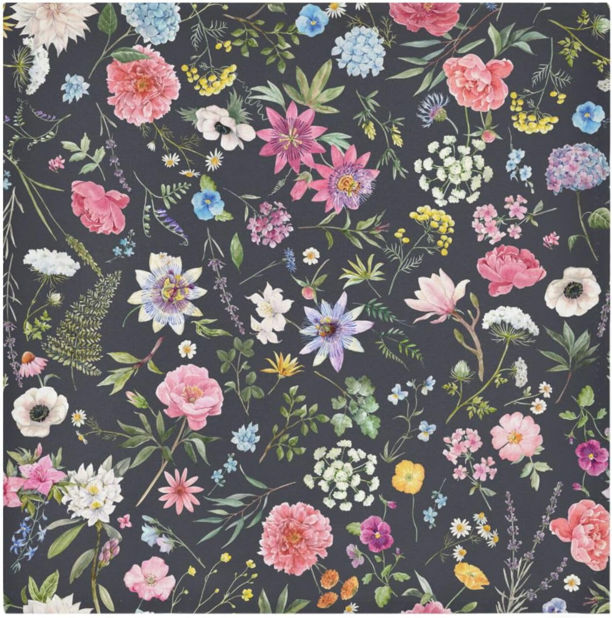 GZHJMY Black Floral Cloth Napkins Set of 1, Reusable Washable Oversized