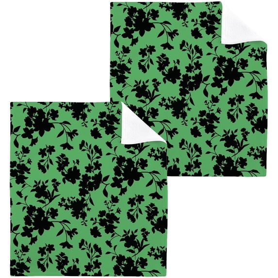 GZHJMY Black Flowers Wash Cloth Set of 6, 12 x 12 Inch Cotton Baby Washcloths Absorbent and Super Soft Feel Fingertip Towel Face Towels for Bathroom, Gym, Spa