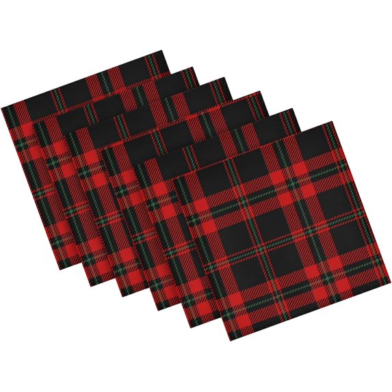 GZHJMY Black Red Tartan Plaid Scottish Pattern Cloth Napkins, Set of 6 20x20In Soft & Comfortable Polyester Dinner Napkins, g266498935p381c416s789, 10x10 Inch