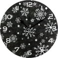 thumbnail image 1 of GZHJMY Black Snowflake Wall Clock, Silent Non Ticking Battery Operated Creative Decorative Round PVC Clock for Kitchen, Living Room, Bathroom, Home School Office Decor, 10 Inch, 1 of 7