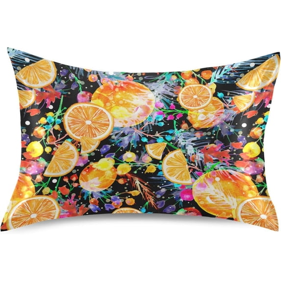GZHJMY Black Watercolor Fruits Satin Pillowcases for Hair and Skin Soft Like Silk Pillowcase, Satin Cooling Pillow Cases with Envelope Closure, Comfortable and Breathable, 20" x 26" Home Decor