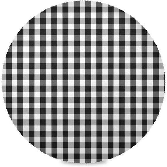 GZHJMY Black and White Buffalo Plaid Round Placemats Set of 4,Non-Slip Heat Resistant Washable Table Mats for Kitchen Dining Table Decoration,15.4 Inch