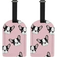 thumbnail image 1 of GZHJMY Black White Dog Pink Luggage Tags Set of 2, PU Leather Travel ID Label with Privacy Name Card Cover for Travel Bag Suitcase Decoration, 1 of 6