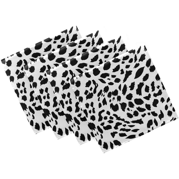 GZHJMY Black and White Leopard Fur Pattern Cloth Napkins, Set of 4 20 x 20 Inch Soft & Comfortable Polyester Dinner Napkin for Family, Restaurant, Weddings, Parties