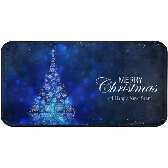 GZHJMY Blue Christmas Snowflake Kitchen Rug Non-Slip Kitchen Floor Mat Anti Fatigue Standing Mat for Sink Kitchen Bathroom, 39 x 20 Inch