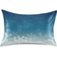 thumbnail image 1 of GZHJMY Blue Christmas Snowflake Satin Pillowcase for Hair and Skin Silk Pillowcase - Slip Cooling Satin Pillow Covers with Envelope Closure, Queen Size(20x26 inches) - Christmas Decoration, 1 of 7