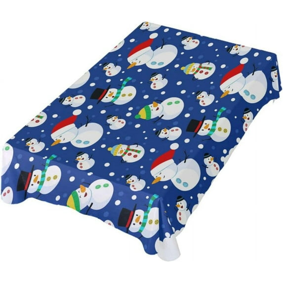 GZHJMY Blue Cute Christmas Snowman Outdoor Tablecloth 54x72In,Rectangle Table Cover Kitchen Dinner for Outdoor and Indoor Party Holiday Hotel BBQ-Christmas192 Home Decor