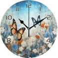 thumbnail image 1 of GZHJMY Blue Flowers Clock Silent Round PVC Wall Clock Non Ticking Battery Device Clocks Creative Decoration Wall Clock for Living Room Bedroom Office Kitchen, 1 of 6