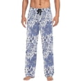 thumbnail image 1 of GZHJMY Blue Flowers Men's Pajama Pants, Soft and Comfortable Lounge Sleep Bottoms with Pockets, Men's Sleepwear with Custom Print, Small, 1 of 7