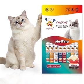 Chef Kitty Lickable Cat Treats, Creamy Puree Squeeze Up Tubes, Mixed Variety Wet Cat Treats, 10 Count