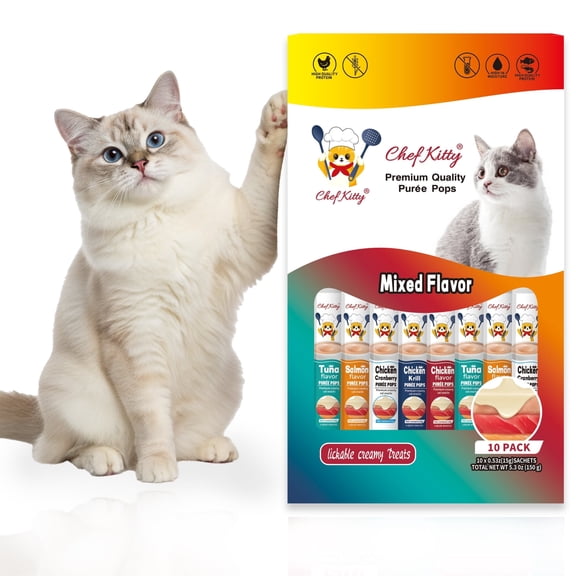 Chef Kitty Pops - Creamy Purée Cat Treat - Mix 10 Pack