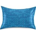 thumbnail image 1 of GZHJMY Blue Knitted Texture Satin Pillowcases for Hair and Skin Soft Like Silk Pillowcase, Satin Cooling Pillow Cases with Envelope Closure, Comfortable and Breathable, 20" x 30" Home Decor, 1 of 7