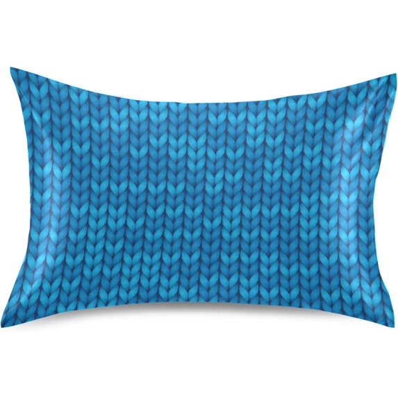 GZHJMY Blue Knitted Texture Satin Pillowcases for Hair and Skin Soft Like Silk Pillowcase, Satin Cooling Pillow Cases with Envelope Closure, Comfortable and Breathable, 20" x 30" Home Decor