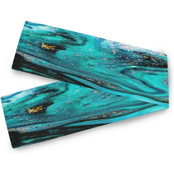 GZHJMY Blue Marble Texture Table Runner Machine Washable Polyester Table Runner Rectangle Reversible Dresser Scarves Table Decor 13 x 70 Inch