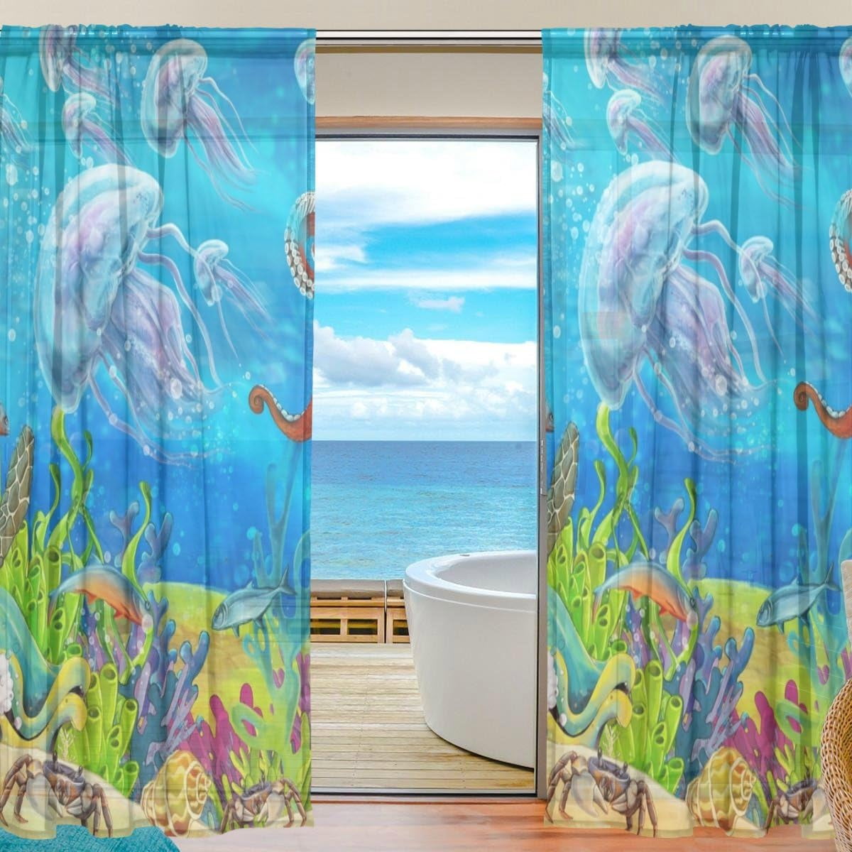 3D Seabed Corals 204 Curtains Drapes