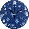 thumbnail image 1 of GZHJMY Blue Snowflake Wall Clock, Silent Non Ticking Battery Operated Creative Decorative Round Clock for Kitchen, Living Room, Bathroom, Home School Office Decor, 10 Inch, 1 of 7