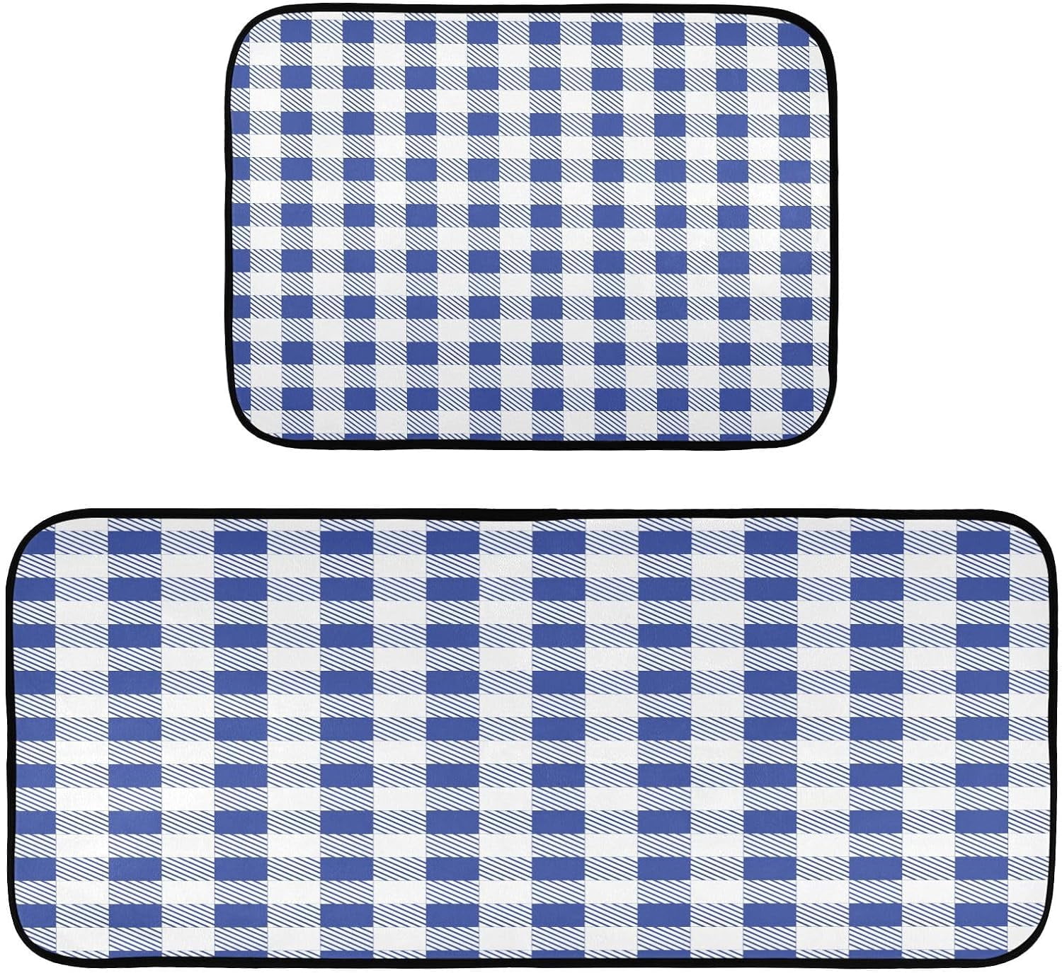 GZHJMY Blue and White Checkered Kitchen Mat - Cushioned Anti Fatigue ...
