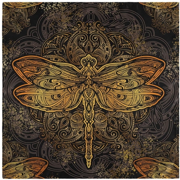 GZHJMY Boho Ethnic Mandala Dragonfly Exquisite Golden Cloth Napkins, Set of 6 20 x 20 Inch Soft & Comfortable Polyester Dinner Napkin for Family, Restaurant,Parties