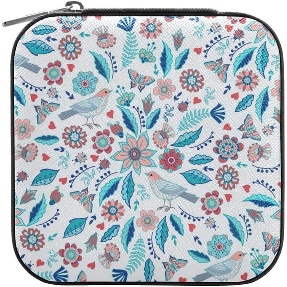 GZHJMY Boho Flower Small Jewelry Box, Portable Leather Travel Jewelry Storage Case for Rings Earrings Necklace Bracelets