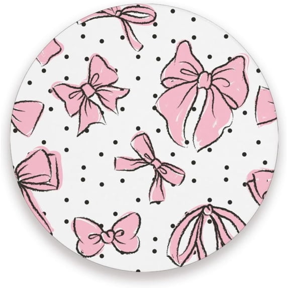 GZHJMY Bow Pink Coasters Absorbent Drink Coaster Ceramic Stone Coaster with Cork Base Desktop Protection Mat for Home Decor 4PCS Cup Coasters