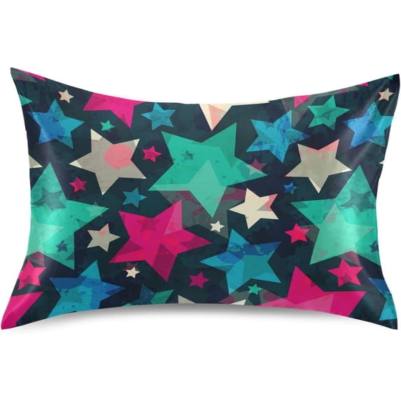 GZHJMY Bright Grunge Star Satin Pillowcases for Hair and Skin Soft Like Silk Pillowcase, Satin Cooling Pillow Cases with Envelope Closure, Comfortable and Breathable, 20" x 30" Home Decor
