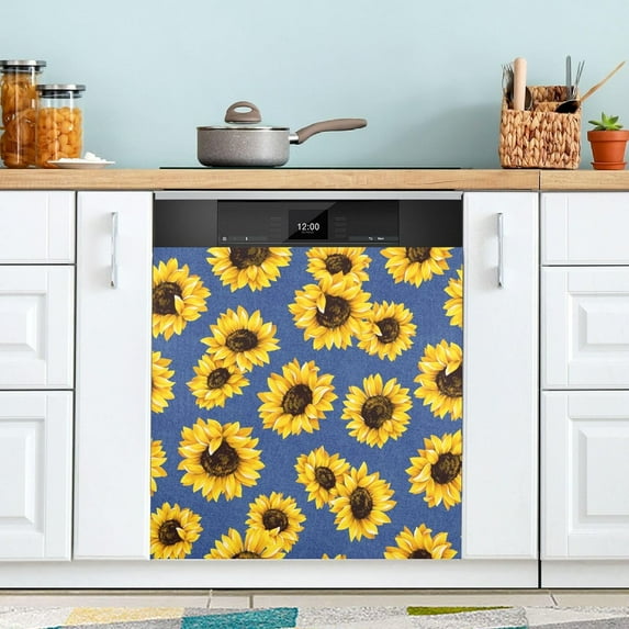 GZHJMY Brilliant Sunflower Dishwasher Magnet Cover for The Front Door,Reusable Refrigerator Door Decor Magnet Sticker for Kitchen Home Decor 23" x 26"